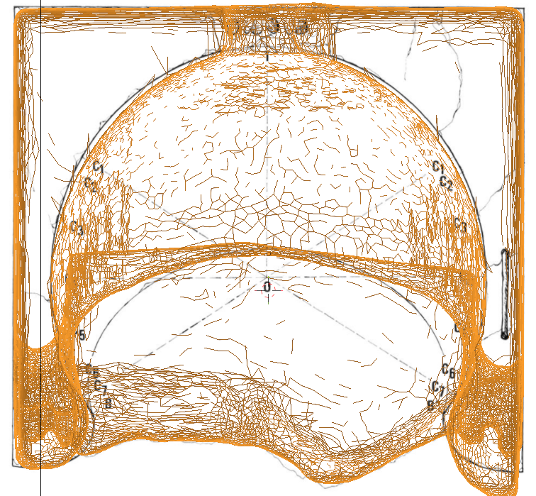 comparison of top of the mesh to the top drawing